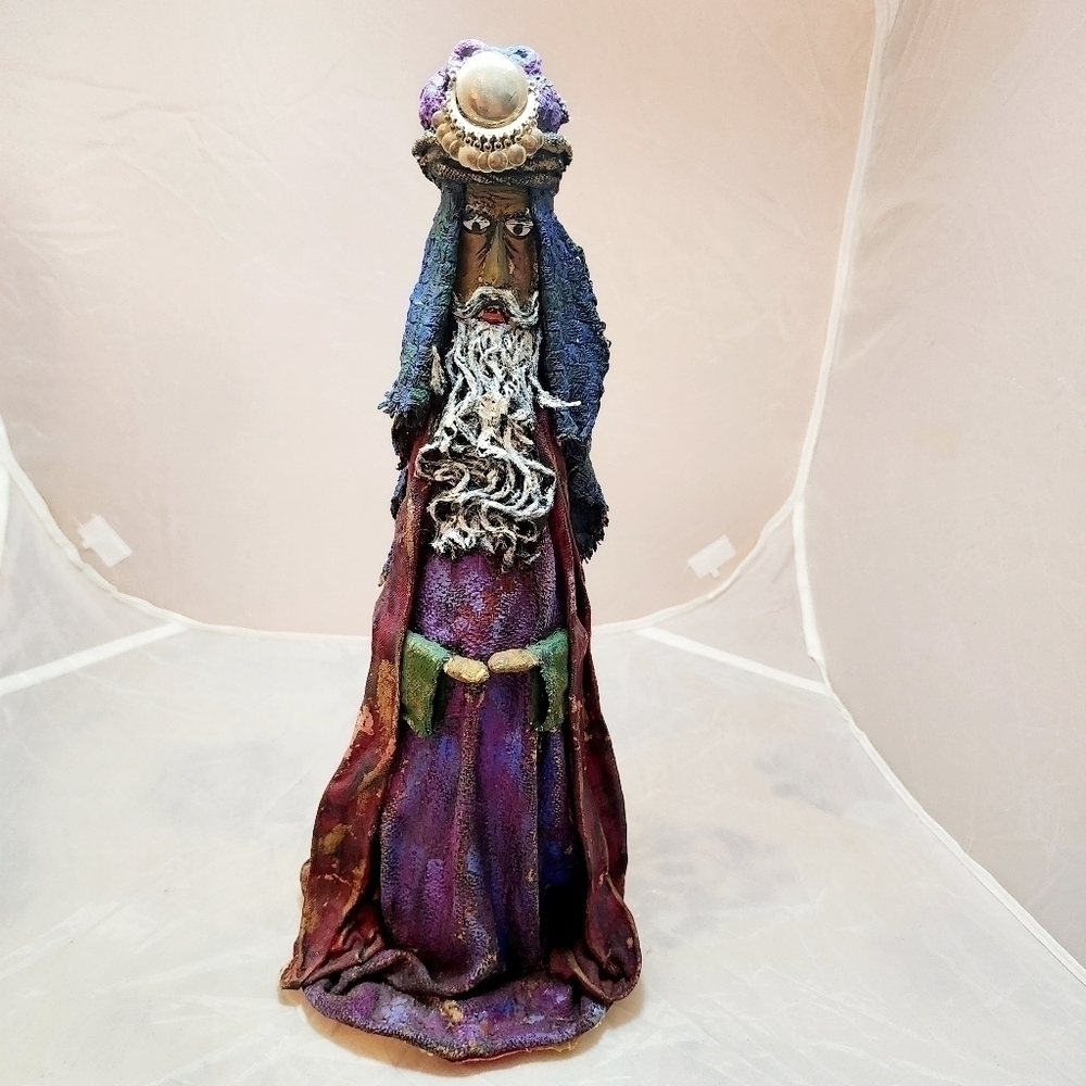 Vintage Wiseman Christmas Nativity Replacement Wine Bottle Fabric Handmade EUC